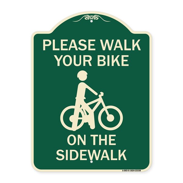 Signmission Pavement Stencil Please Walk Your Bike on Sidewalk Heavy-Gauge Alum Sign, 24" x 18", G-1824-23338 A-DES-G-1824-23338 - main